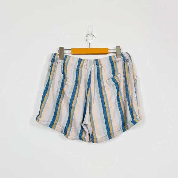 Just Using Multi-Coloured Striped Linen Drawstring Shorts - Picture 2 of 4